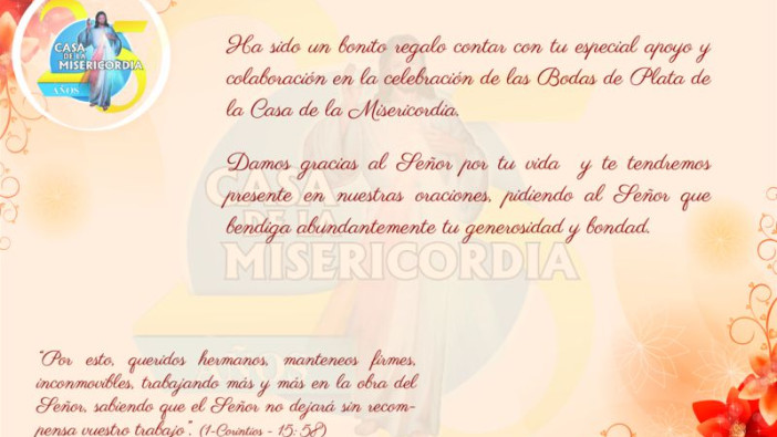 Gracias Señor por los logros alcanzados en estos 25 años