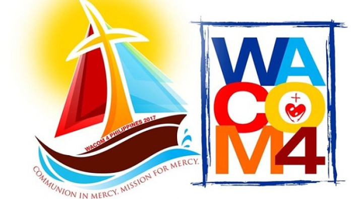 El logo de WACOM IV: Una Invitación a vivir la Comunión en Misericordia y nuestra respuesta al llamado, a ser Misioneros de la Misericordia.