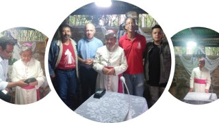 Bendición de Monseñor Carlos Germán Mesa Ruíz a  la Casa de la Misericordia Finca San Juan Pablo II en San Gil. 